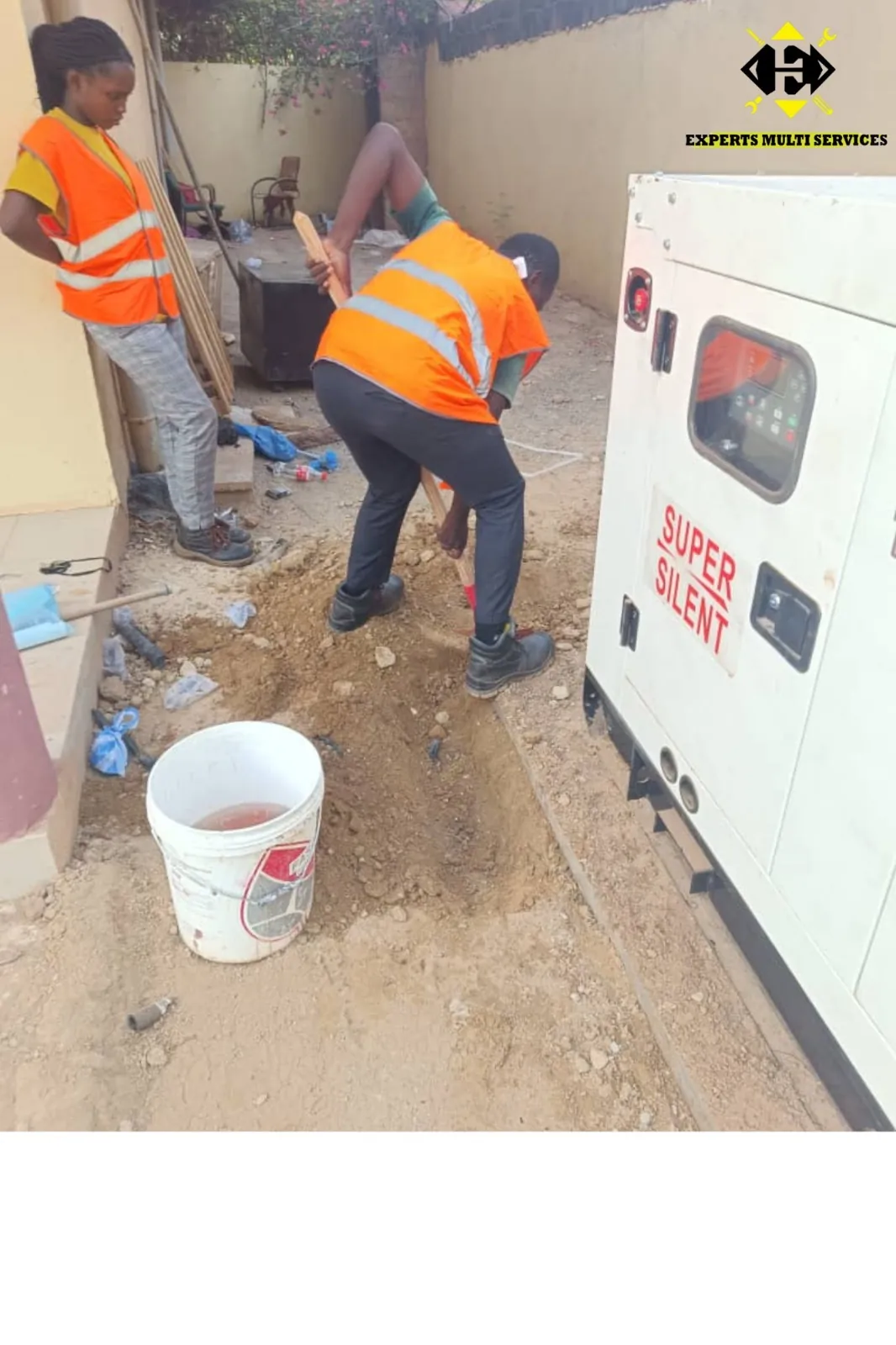 Préparation du socle béton pour un groupe électrogène